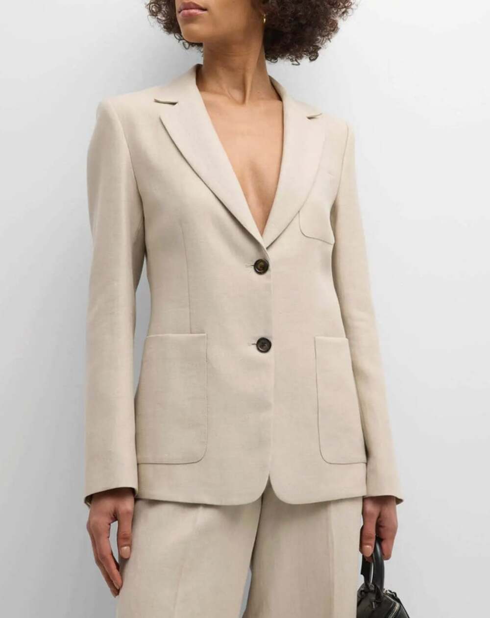 ARGENT Single Breasted Linen Weekend Blazer in Beige Size 6